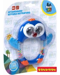 Погремушка музыкальная Пингвин, с прорезывателем