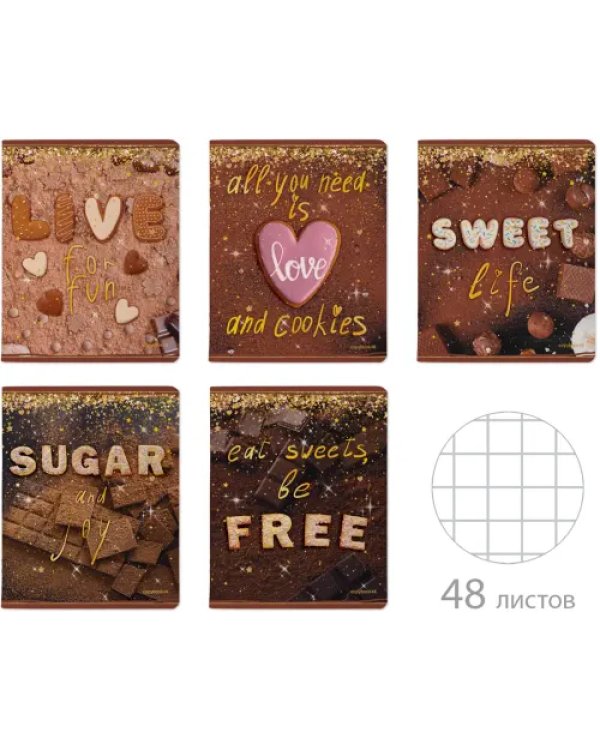 Тетрадь Sweet Life, А5, 48 листов, клетка, в ассортименте