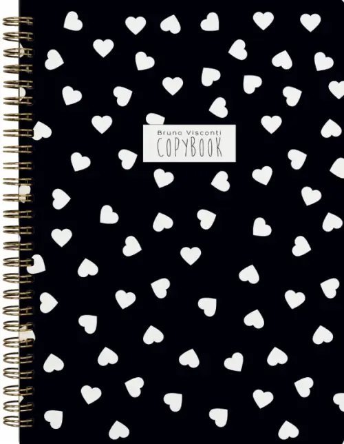 Обложка книги «Тетрадь Black&amp;White. Сердечки, B5, 60 листов, клетка»
