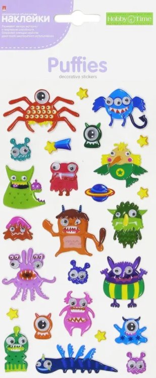 Наклейки с подвижными глазками. Набор №3, в ассортименте