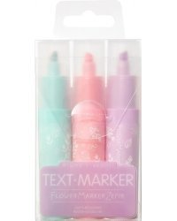 Набор текстовыделителей Flower Marker Zefir, 3 штуки, розовый, мятный, сиреневый
