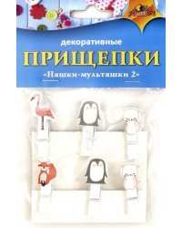 Декоративные прищепки Няшки-мультяшки 2, 6 штук