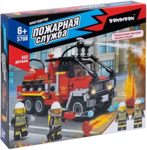Пожарная служба Конструктор Машина со спасателями, 432 детали