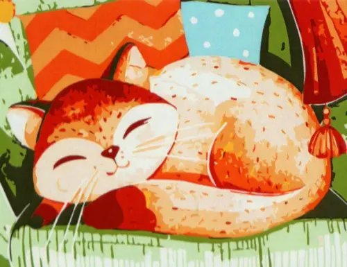 Холсты с красками для рисования по номерам Холст с красками Спящий котик