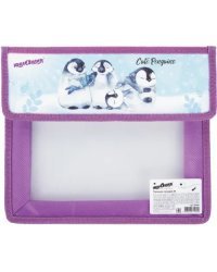 Папка для тетрадей А5 Юнландия "Penguins", 2 отделения, пластик, клапан на липучке 