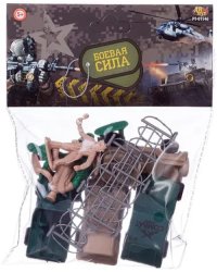 Набор Боевая сила, 12 предметов, машинки, солдатики, аксессуары