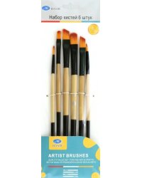 Набор кистей, 6 штук, синтетика