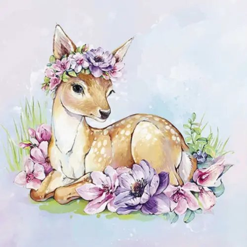 Набор для творчества Алмазная мозаика Алмазная мозаика Олененок в цветах