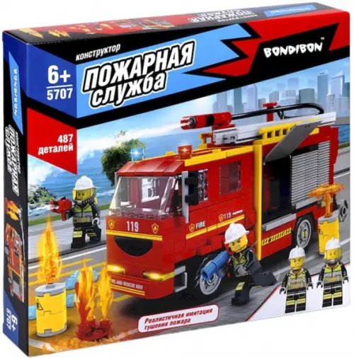 Пожарная служба Конструктор Машина-водовоз, 487 деталей