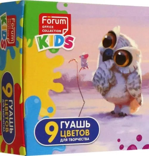 Гуашь 12 цветов (9-14) Гуашь Зверята, 9 цветов, 10 мл