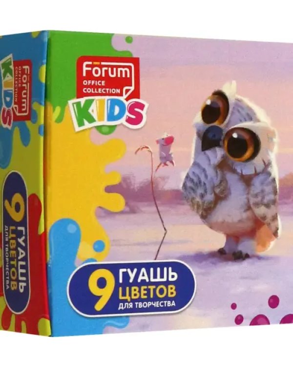 Гуашь Зверята, 9 цветов, 10 мл