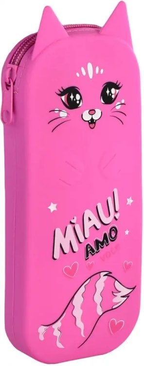 Пенал школьный Пенал школьный Розовый кот, силиконовый