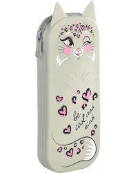 Пенал школьный Кот в сердечках, силиконовый