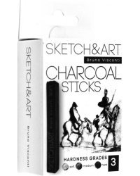 Уголь прессованный Sketch&amp;Art, черный, 3 штуки