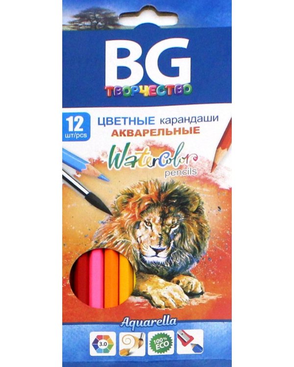 Карандаши цветные акварельные Aquarella, 12 цветов