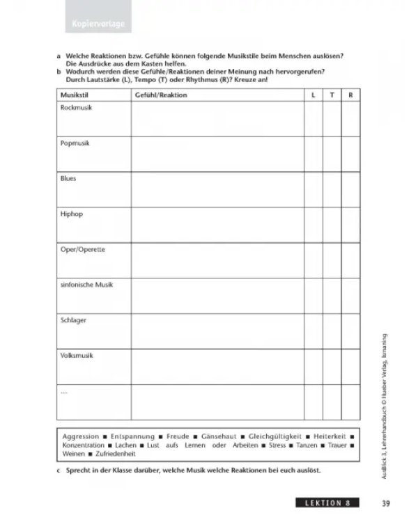 AusBlick 3. Lehrerhandbuch. Deutsch für Jugendliche und junge Erwachsene. Deutsch als Fremdsprache