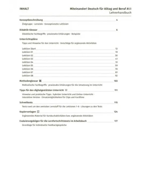 Miteinander! Deutsch für Alltag und Beruf A1.1. Lehrerhandbuch. Deutsch als Zweitsprache