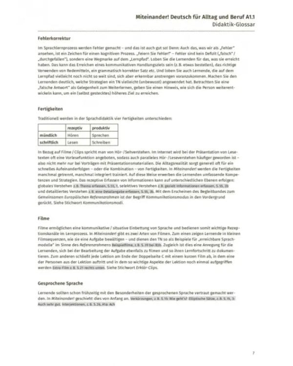 Miteinander! Deutsch für Alltag und Beruf A1.1. Lehrerhandbuch. Deutsch als Zweitsprache