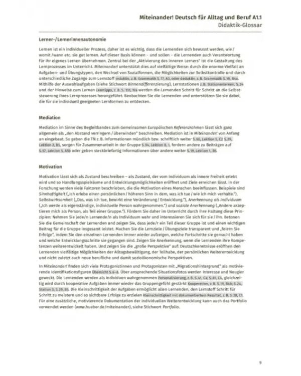 Miteinander! Deutsch für Alltag und Beruf A1.1. Lehrerhandbuch. Deutsch als Zweitsprache