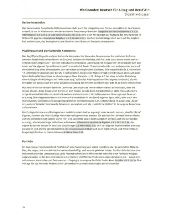 Miteinander! Deutsch für Alltag und Beruf A1.1. Lehrerhandbuch. Deutsch als Zweitsprache