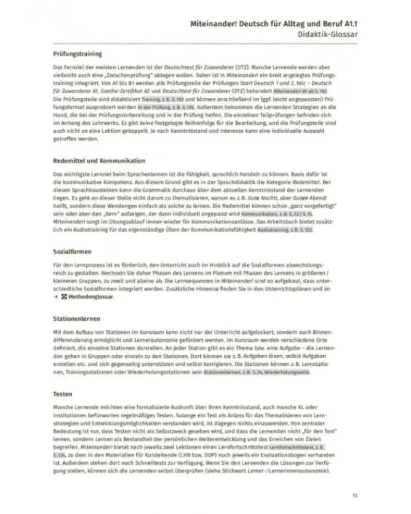 Miteinander! Deutsch für Alltag und Beruf A1.1. Lehrerhandbuch. Deutsch als Zweitsprache