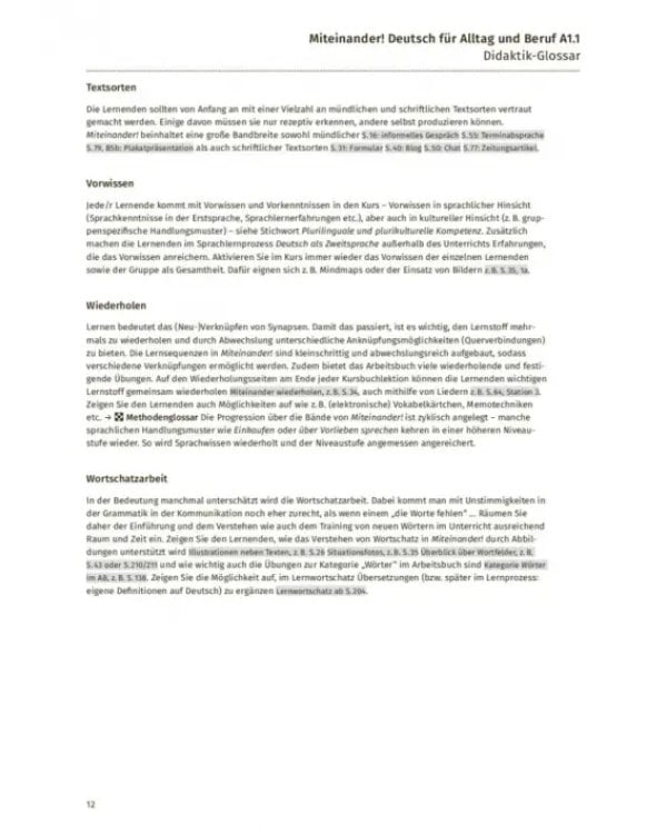 Miteinander! Deutsch für Alltag und Beruf A1.1. Lehrerhandbuch. Deutsch als Zweitsprache