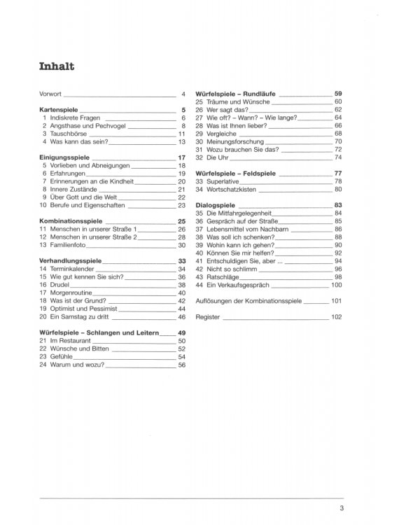 44 Sprechspiele für Deutsch als Fremdsprache. Kopiervorlagen