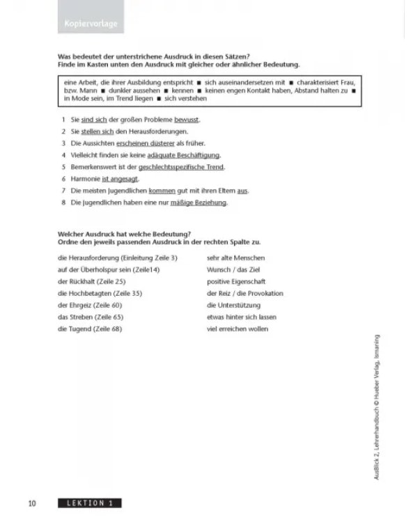 AusBlick 2. Lehrerhandbuch. Deutsch für Jugendliche und junge Erwachsene. Deutsch als Fremdsprache