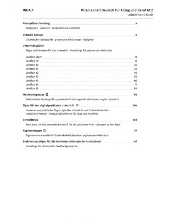 Miteinander! Deutsch für Alltag und Beruf A1.2. Lehrerhandbuch. Deutsch als Zweitsprache