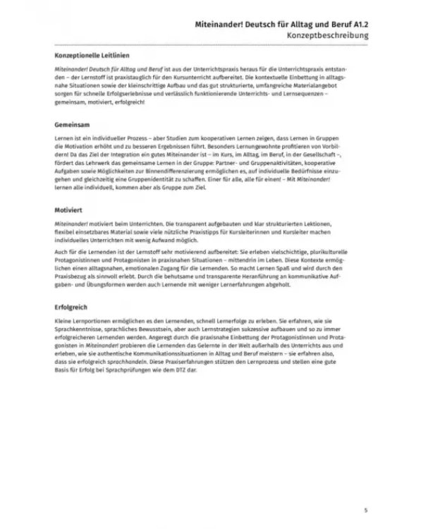 Miteinander! Deutsch für Alltag und Beruf A1.2. Lehrerhandbuch. Deutsch als Zweitsprache