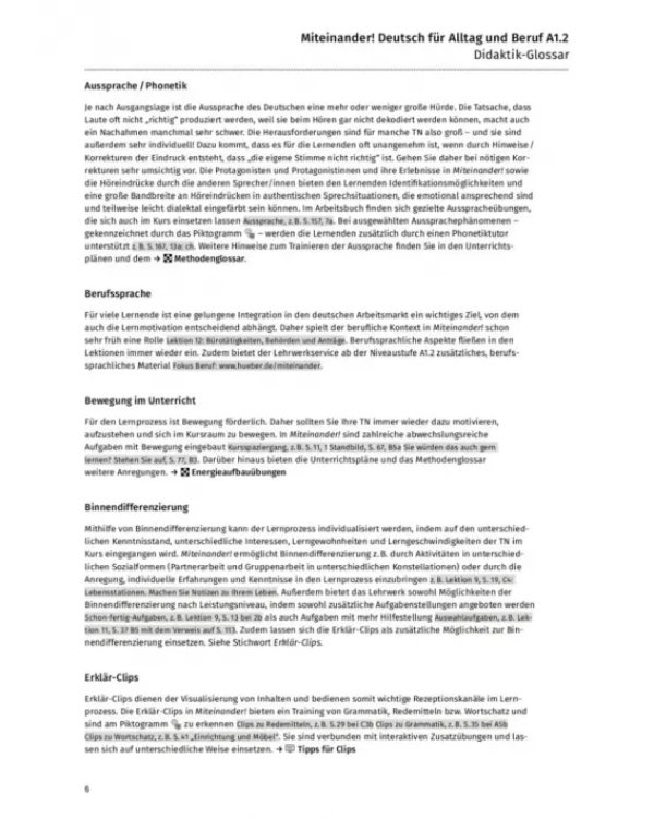 Miteinander! Deutsch für Alltag und Beruf A1.2. Lehrerhandbuch. Deutsch als Zweitsprache