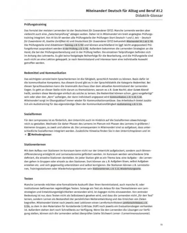 Miteinander! Deutsch für Alltag und Beruf A1.2. Lehrerhandbuch. Deutsch als Zweitsprache