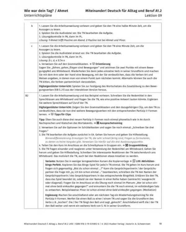 Miteinander! Deutsch für Alltag und Beruf A1.2. Lehrerhandbuch. Deutsch als Zweitsprache