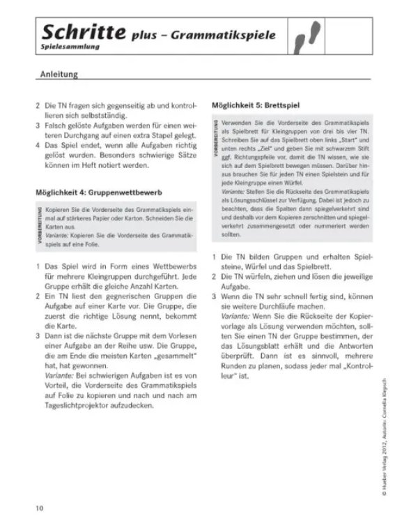 Schritte plus 3+4. Spielesammlung zu Band 3 und 4. Deutsch als Fremdsprache