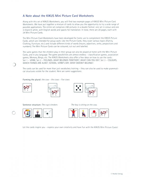 Kikus English. Worksheet Set 2. Language Learning for Children. English as a foreign language