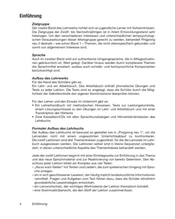 Pingpong Neu 2. Lehrerhandbuch. Dein Deutschbuch. Deutsch als Fremdsprache