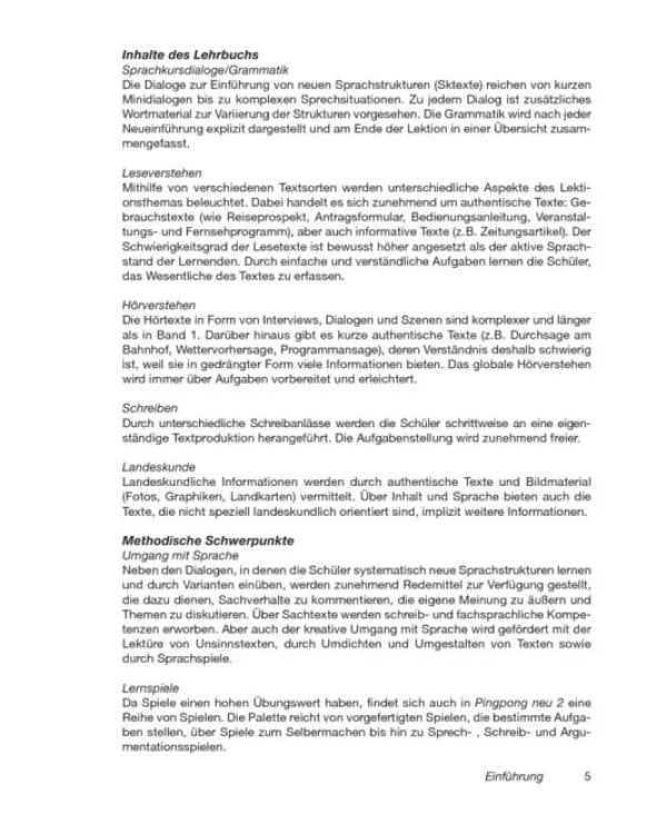 Pingpong Neu 2. Lehrerhandbuch. Dein Deutschbuch. Deutsch als Fremdsprache