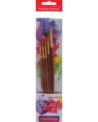 Набор кистей, синтетика, №2, 3, 5, 6, 7, 5 штук