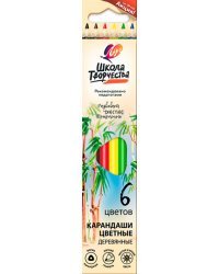 Карандаши цветные Школа творчества, трехгранные, 6 цветов