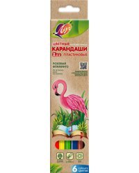 Карандаши цветные Zoo, пластиковые, 6 цветов
