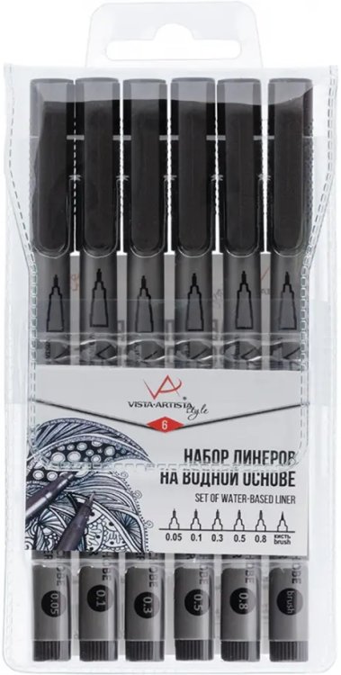 Обложка книги «Набор линеров на водной основе, 6 штук»