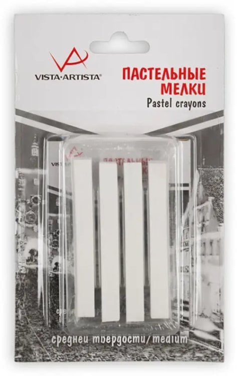 Пастельные мелки белые, средней твердости, 4 штуки Пастельные мелки белые, средней твердости, 4 штуки