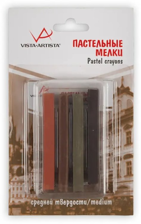 Пастельные мелки, земляные тона, средней твердости, 4 штуки Пастельные мелки, земляные тона, средней твердости, 4 штуки