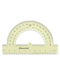 Транспортир 180°, 10 см, пластик, прозрачный, цвет в ассортименте