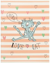 Тетрадь Забавные коты. Love cat, А5, 96 листов, клетка