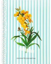Тетрадь Flowers, голубой, A4, 80 листов, клетка, спираль