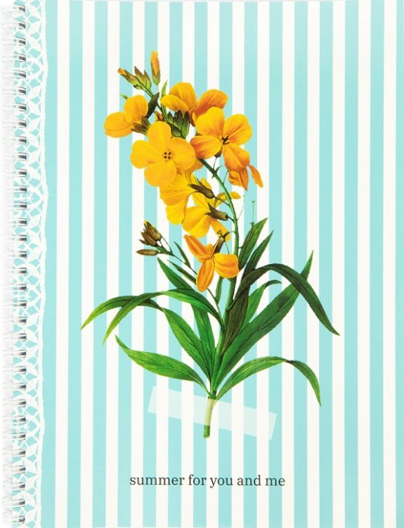 Тетрадь Flowers, голубой, A4, 80 листов, клетка, спираль