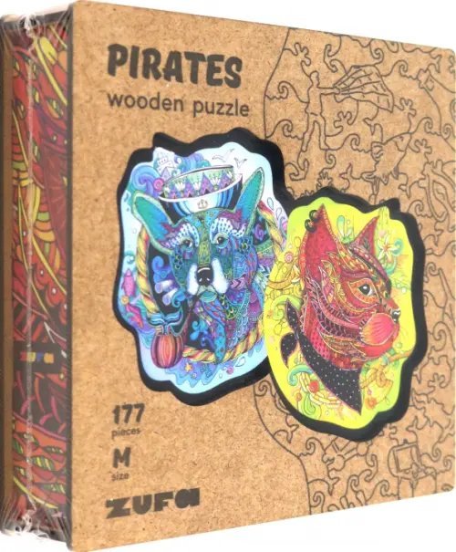 Деревянный двухсторонний пазл с двухслойной крышкой Пираты, 177 деталей Деревянный двухсторонний пазл с двухслойной крышкой Пираты, 177 деталей