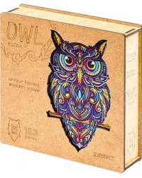 Деревянный пазл с двухслойной крышкой Сова, 183 детали