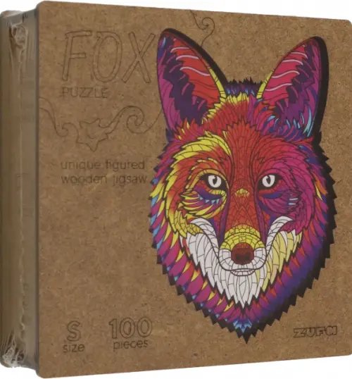 Деревянный пазл с двухслойной крышкой Лиса, 100 деталей Деревянный пазл с двухслойной крышкой Лиса, 100 деталей